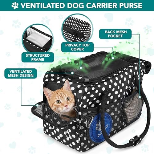 PetAmi Small Dog Purse Carrier with Pockets, Airline Approved, Polka Dot
