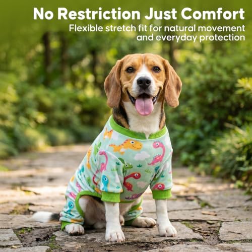 KYEESE Velvet Dog Pajamas for Small Dogs Soft Onesie Shirt, Dinosaurs