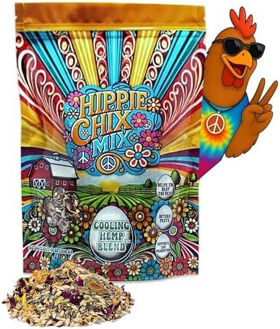 Thorns & Thyme Hippie Chix Mix Cooling Hemp Blend – Chicken Supplement for Heat Stress & Hydration – High-Protein Herbal Poultry Feed Supplement for Egg Production, Molting, Immunity & Pest Control