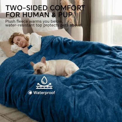 Luciphia Waterproof Blanket for Large Dog, Reversible Sherpa Couch Cover