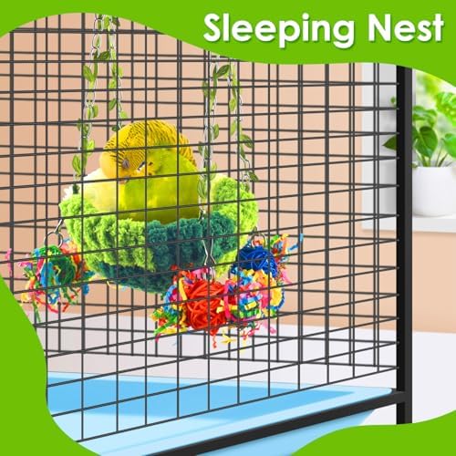 KATUMO Bird Nest, Conure Breeding Bed Parrotlet Snuggle Nest Lovebird Bed Bird Swing Bed for Small Birds, Size Small