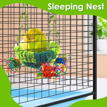 KATUMO Bird Nest, Conure Breeding Bed Parrotlet Snuggle Nest Lovebird Bed Bird Swing Bed for Small Birds, Size Small