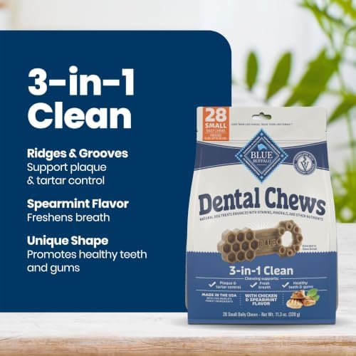 Blue Buffalo Chicken & Spearmint Small Dental Chews, 11.3 oz, 28 ct