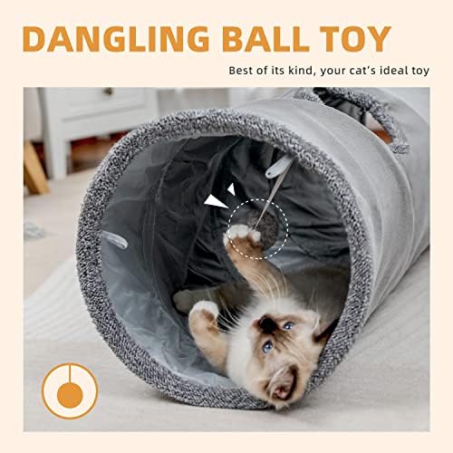PAWZ Road Cat Tunnel 51 Inches Long Cat Toys Collapsible Tunnel 12”Diameter