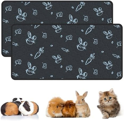 2-Pack Guinea Pig Cage Liner Washable, 24in x 47in Ultra-Absorbent Guinea Pig Bedding for Cage Non-Slip Leak-Proof Pee Pads for Dogs Rabbit Bunny Cat Litter Mat, Navy