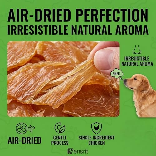 100% Dried Chicken Slices Dog Treats - 120g Single Ingredient Jerky, High Protein (68%) Real Chicken Breast Snacks, Natural Training Rewards for All Dogs, Grain-Free & Low Fat