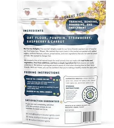 Treats, 100% All Natural Mini Bites for Rabbit Hamster Guinea Pig Chinchilla Pet Rat Mice Gerbil Bird Healthy Enrichment Bonding Rewarding (50g, Lucky Bites VP)