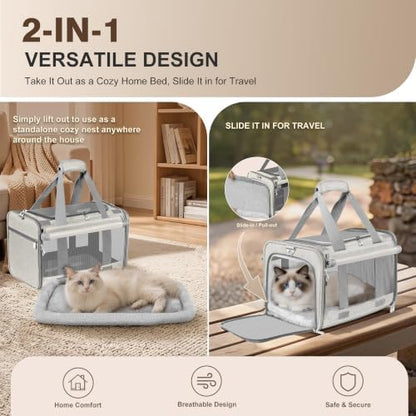 Soft Sided Cat Carrier for Anxious Pets with Privacy Roller Blinds
