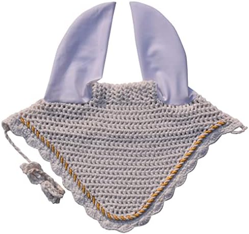 Elegant Horse Ear Bonnet, Fly Veil & Fly Mask – Superior Fly Protection with Style and Comfort for Every Ride (White, Pony)