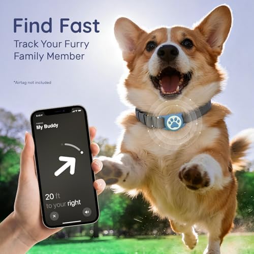 IP68 Waterproof Dog AirTag Holder for Dog Collar, Soft, Stretchy Silicone