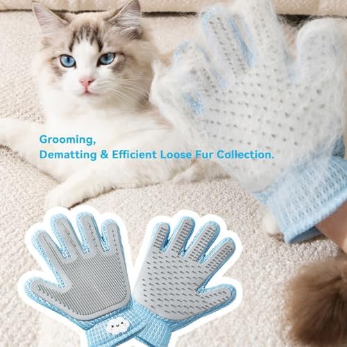 Cat Grooming Gloves, Upgraded 2-in-1 Double-Sided, 1 Count