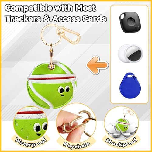 Leather Keychain Holder Case for AirTag, Cute Protective Cover for Apple Airtag KeyChain, GPS Tracker Item Finder