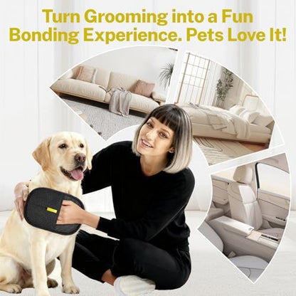 Pet Hair Remover Glove - Gentle Grooming Glove for Dog & Cat, Efficient Pet Hair Remover Mitt, Massage Deshedding Brush for Furniture, Couch, Clothes, Bed, Carpet (1 Pack)