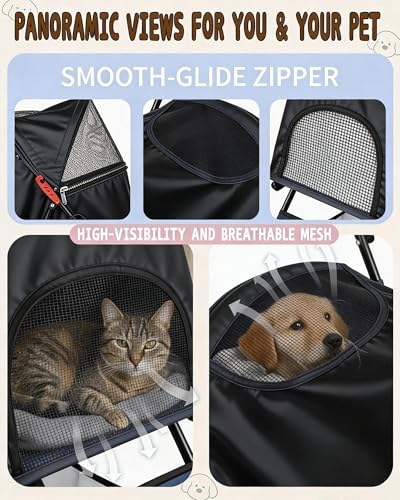 Pet Stroller for Small Dogs Cats, Lightweight Foldable Dog Stroller-Black
