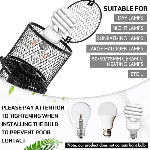 VIHOSE 1pcs Retractable Reptile Heat Lamp Cage Anti-Scald Mesh Stand, Black