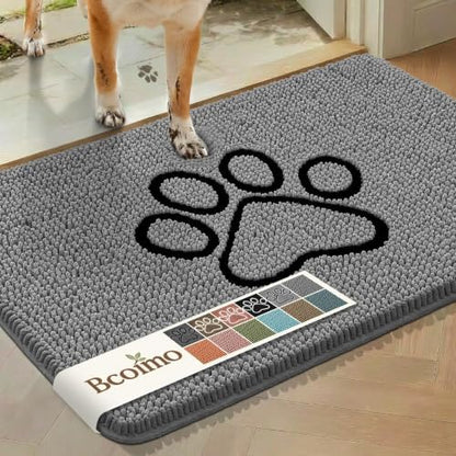 Bcoimo Dog Door Mat for Muddy Paws – Super Absorbent & Quick Dry Chenille