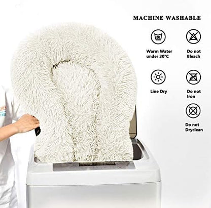 Washable Dog Round Bed - Medium Donut Dog Bed, Comfy Calming Cuddler