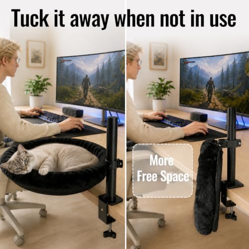 Cat Desk Bed|Foldable Clamp On Hammock for Gaming Desk|Supports Up to 45 lb
