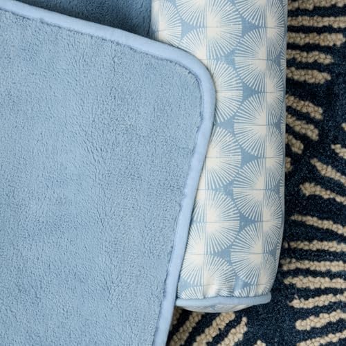 Nicole Miller New York PET Kendall Fluted Geo Cozy Couch Protector Pet Bed, Cozy & Calming, Non-Slip Bottom, Machine Washable, Blue, Large 40"x23"x4"