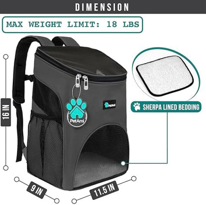 PetAmi Cat Backpack Carrier for Small Dogs and Large Cats, Airline Approved