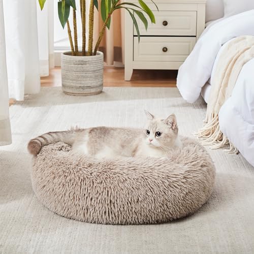 Western Home Calming Donut Cat Bed Small Dog Bed Washable,20" Brown