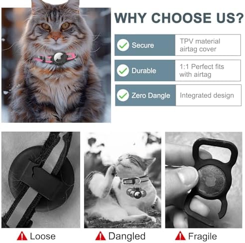 Reflective AirTag Cat Collar, Integrated Cat Collar with Air Tag Holder