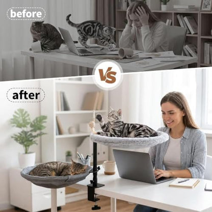 Cat Bed for Desk 2-Layer Cat Hammock 360° Rotating Perch Holds Up to 40 Lbs