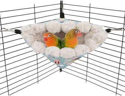 Wontee Bird Nest House Winter Warm Hanging Hammock Bird Bed Snuggle Hut for Parakeets Budgies Caique Conures Cockatiels (Medium, Blue)