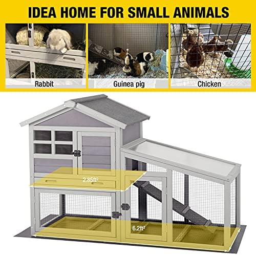 Aivituvin Rabbit Hutch Outdoor Chickecn Coop Indoor Bunny Cage with Pull Out Tray,Upgrade Version,Removable Bottom Wire Mesh 53.4" L x 23.6" W x 38.1" H
