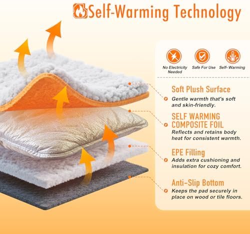 Self Warming Cat Bed, 2.0 Upgraded Thermal Mat for Indoor Cats, 22 x 34 In