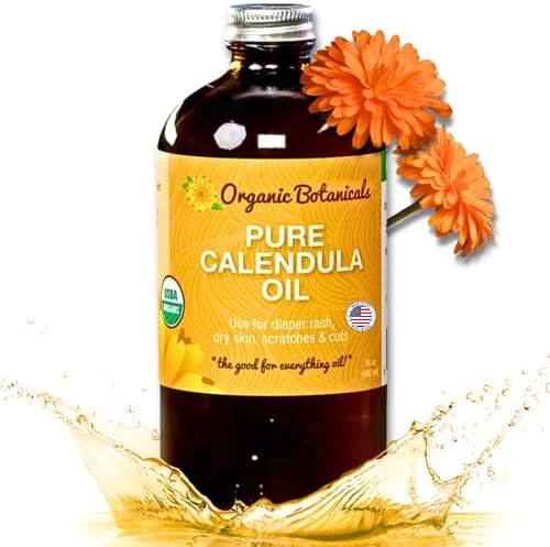 Calendula Oil Organic for Skin- Trauma Skincare from Local Infused Calendula Flowers, Eczema Oil, Certified Organic, 16 Oz