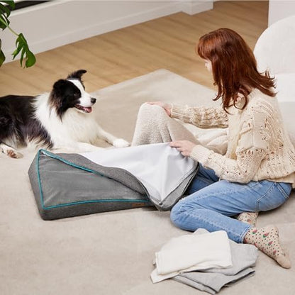 LE SURE Flannel Plush Dog Bed Cover Replacement, XL 41x29x3.5in, Grey