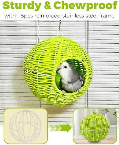 Chewproof Steel Frame Bird Nest for Cage, Washable Small Bed Hammock