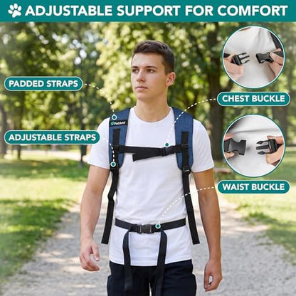 PetAmi Expandable Dog Backpack Carrier for Cats & Pets, Breathable Cat Carrier Backpack with Top Window & Multi-Entry, Ventilated Foldable Travel Carrier for Small Medium Pets up to 18 lbs, Navy