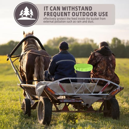 2-5 Gallon Horse Bucket Cover, Waterproof Horse Feed Bucket Cover, Lightweight and Easy to Use (Excluding Bucket, Neon Green)