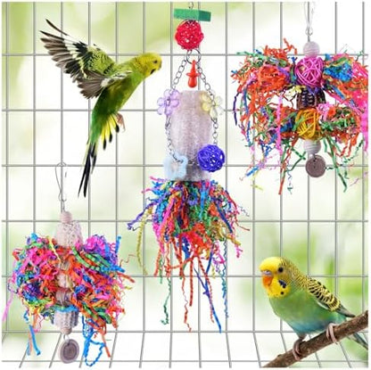 Bird Toys, Parakeet Foraging Toy, Hanging Chewing Toy, Bird Cage Accessories – Suitable for Cockatiels, Budgies, Lovebirds, Conures and Other Small Parrots