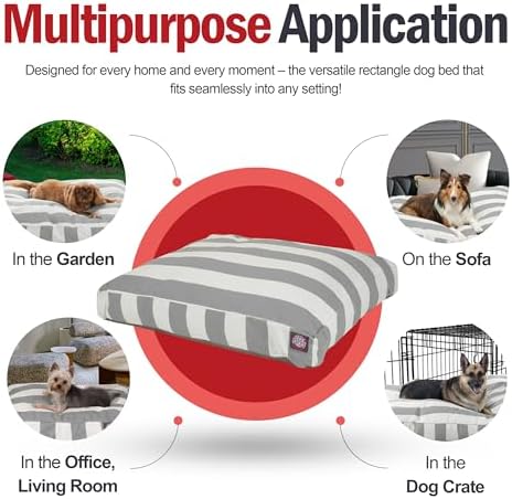 Majestic Pet Rectangular Dog Bed, X-Large, 50x42x5 in, Washable, Gray