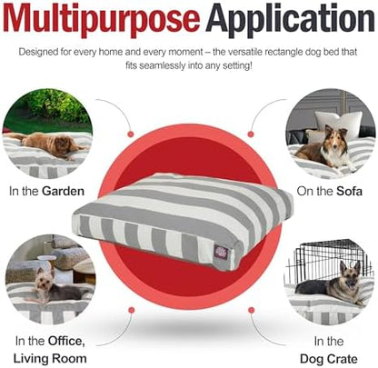 Majestic Pet Rectangular Dog Bed, X-Large, 50x42x5 in, Washable, Gray