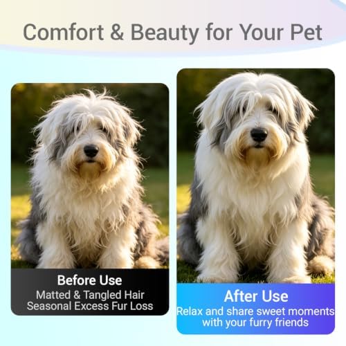 Dog Deshedding Rake for Shedding, Double-Sided Grooming Tool for Dogs & Cats, Gentle Skin-Friendly Pet Brush for Long and Short Hair Breeds, Removes Loose Hair and Keeps Coats Healthy (Brush)
