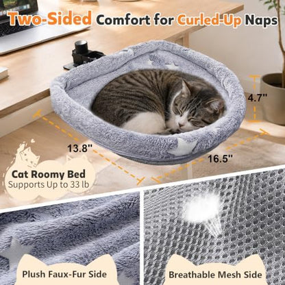 Cat Desk Bed Clamp Mount: Foldable Rotating Hammock Bed for Cats 33lbs