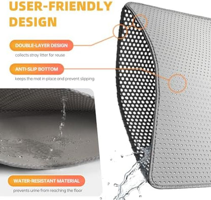 Cat Litter Mat 24x30 Inches, Honeycomb Double Layer Litter Trapping Mat, Waterproof Leakproof Urine Proof Cat Litter Box Mat for Cat Litter Box Area, Floor, Kitty Litter Rug