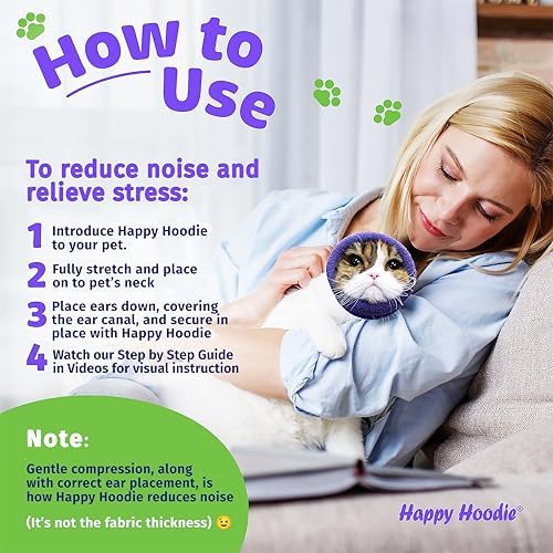 Happy Hoodie The Original Dog & Cat Calming Band - American Brand - Anxiety Relief/Noise Protection-Grooming-Thunder-Fireworks (Large, Purple) - Since 2008 (Pack of 2)