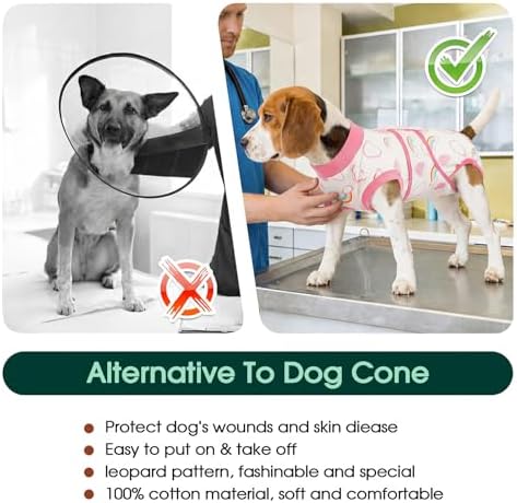 Kuoser Dog Surgery Recovery Suit, Soft Breathable Dog Recovery Suit for Female Spay Male Nueuter, Anti Licking Puppy Onesie Pet Surgical Suit for Dogs Abdominal Wounds Skin Disease, Rainbow 2XL