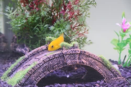 AQUA KT Fish Tank Arch-Bridge Drawbridge with Moss Grass for Aquarium Decor