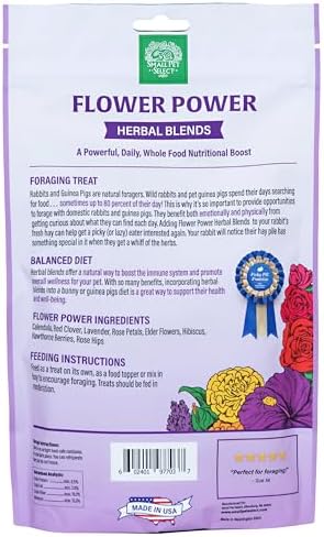 Small Pet Select - Flower Power Herbal Blend, a Natural Herbal Treat for Rabbits and Guinea Pigs, 4.4oz