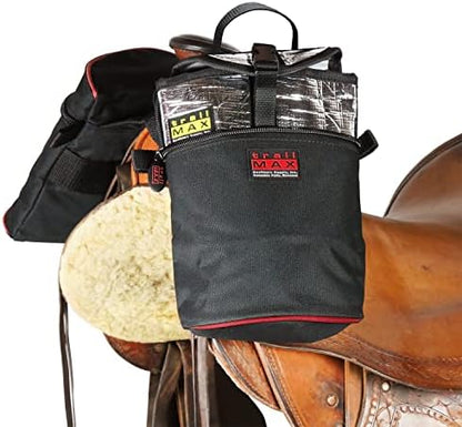 TrailMax Horse Horn Bags for Trail Riding – Medium & Large Western Saddle Horn Bags for Horses & Mules, Insulated Trail Gear with Secure Fit & Grab-and-Go Liners, Medium, Black with Red Piping