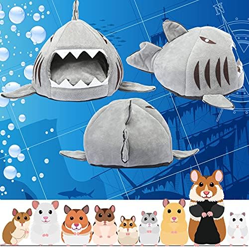 Jetec Shark Guinea Pig Hideout Bed, Small Animal Hamster House, Gray