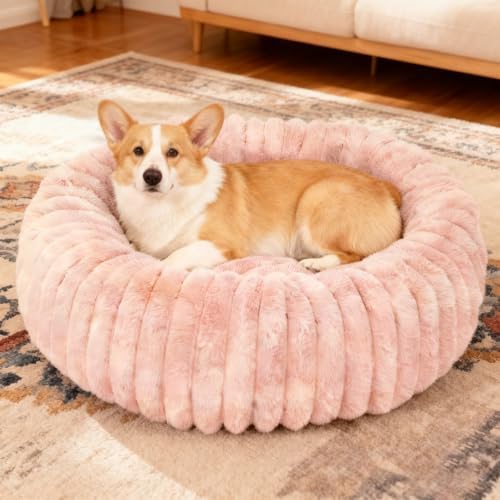 Washable Small Cat Dog Bed,Puppy Bed Cat Beds for Indoor Cats(Pink,M)