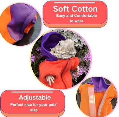 Lizards Clothes for Bearded Dragon Cotton Hoodies Leopard Gecko Costume, Reptile Hoodies Apparel for Skin Protection