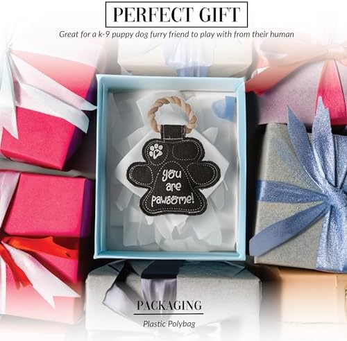 Pavilion Gift Company Gray Paw Print You are Pawsome! Canvas and Rope Dog Squeaky Toy